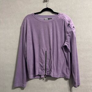 Jaime sadock purple XL stylish golf light sweater partial zippers active top